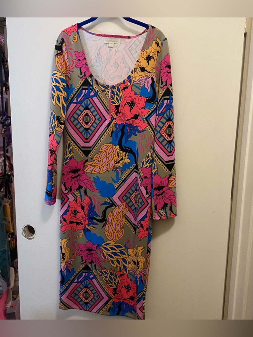 Nicki Minaj Womens Maxi Dress XL Bust 38” Psychedelic Hippie Colorful Festival